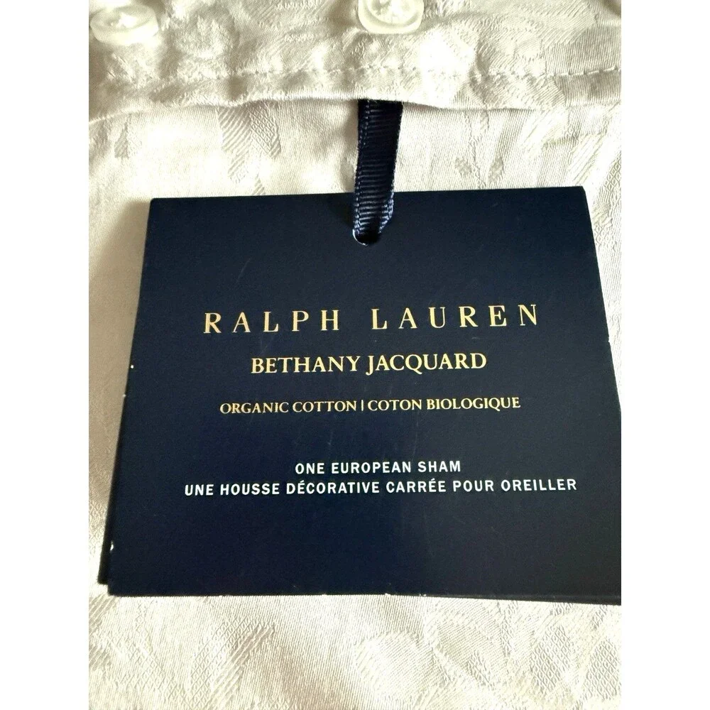Ralph Lauren Luxury Bethany Organic Cotton Euro Pillow Sham Silver 26x26